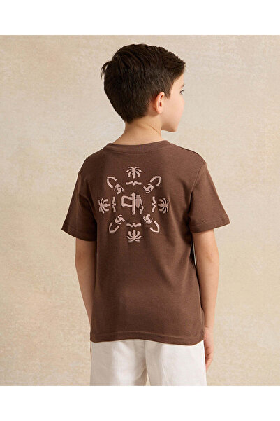 REDTAG Boys Brown KSA Foundation Day Print T-Shirt