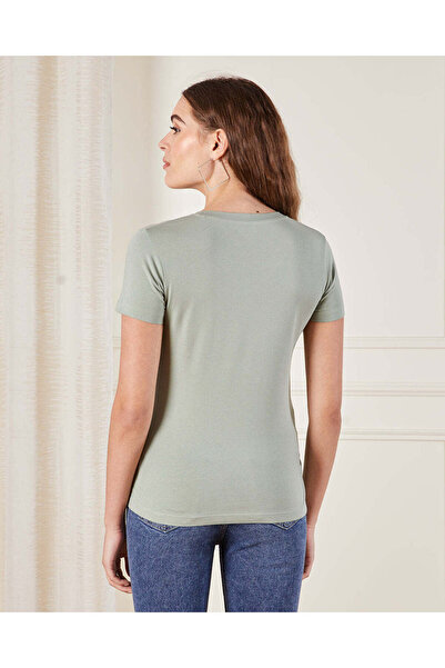 REDTAG Women Green Basic T-Shirt