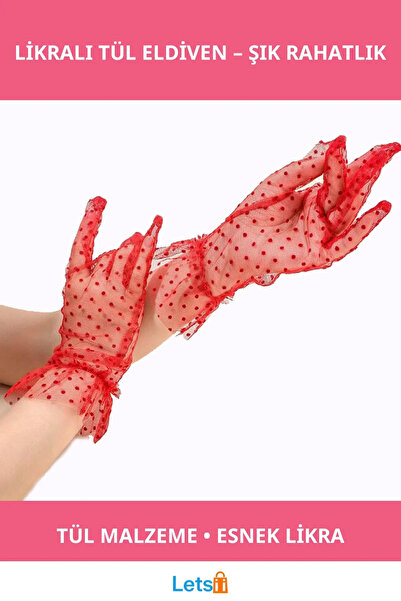 Letsii Short length lycra lace adult tulle gloves
