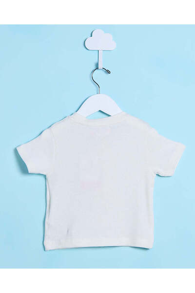 REDTAG Infant Girls White Placement Bow T Shirt