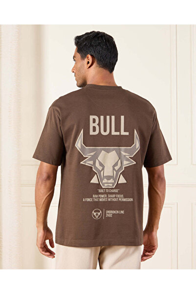 REDTAG Men Brown Printed T-Shirt