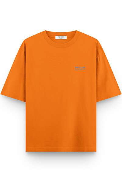 Overoz Ski Club Kayak Snowboard Back Printed Semi Oversized Orange Tshirt 1409