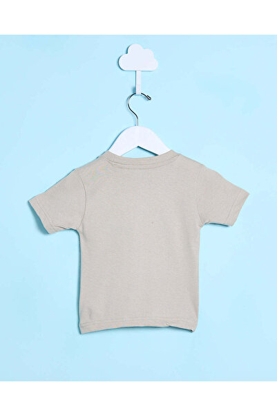 REDTAG Infant Boys Beige Shark Printed T-Shirt