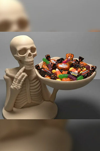 Genç 3D İskelet Şekerlik – Halloween Temalı Dekoratif Şeker Kasesi | Cadılar ...