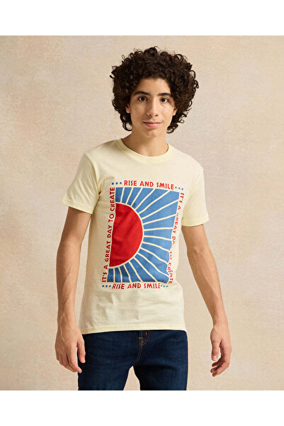 REDTAG Senior Boys Yellow Printed T-Shirt