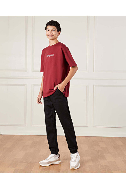 REDTAG Senior Boys Burgundy Printed Oversize T-Shirt