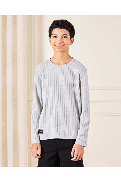 REDTAG Senior Boys Ivory Striped T-Shirt