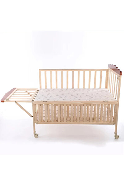 l'elefante Adjustable Wooden Baby Crib with Mosquito Net & Manual Rocking Feature - Bedside Co-Sleeper