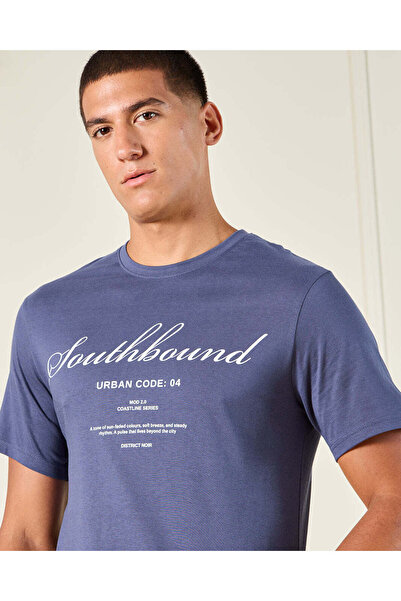 REDTAG Men Purple Basic Graphic T-Shirts