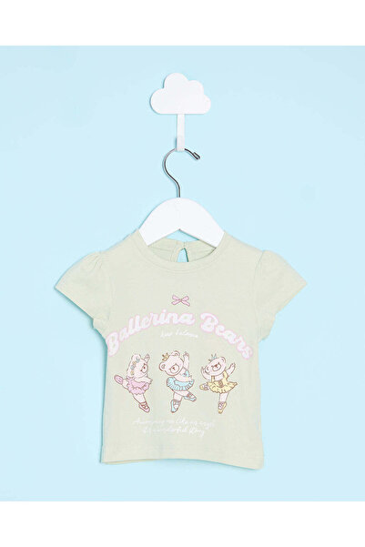 REDTAG Infant Girls Green Fairy Print T-Shirt