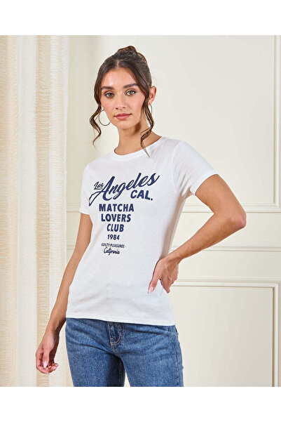 REDTAG Women White Printed T-Shirt