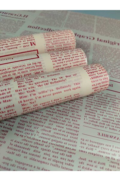 Cream Newspaper Pattern Burgundy Printed Bouquet Wrapping Paper Retro Stylish Flower and Gift Pack 57x57 4pcs