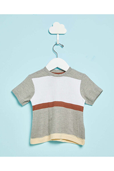 REDTAG Infant Boys Grey Jacquard T-Shirt