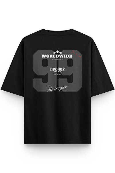 Overoz Μπλουζάκι 99 Σαράντα ένα με τύπωμα Ημι-μαύρο oversized 1408