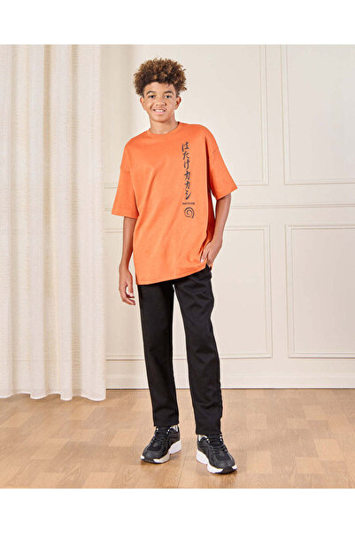 REDTAG Senior Boys Orange Kakashi Naruto License T-Shirt