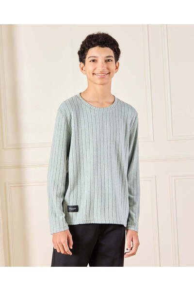 REDTAG Senior Boys Green Striped T-Shirt