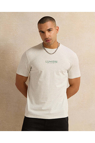 REDTAG Men Ivory Printed T-Shirt