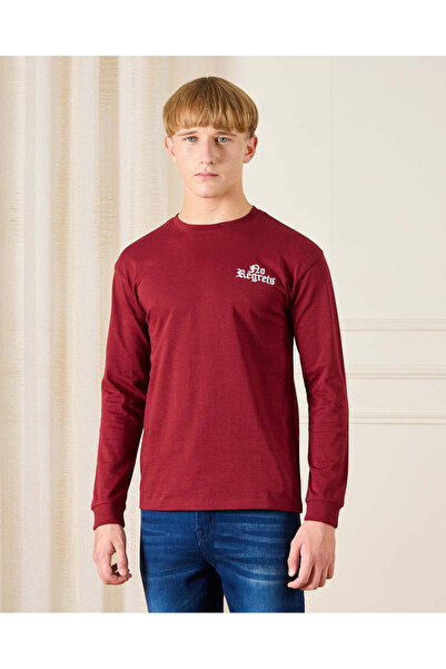 REDTAG Senior Boys Burgundy Printed T-Shirt