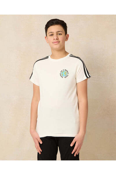 REDTAG Senior Boys White Printed T-Shirt