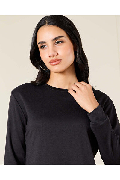 REDTAG Women Black Basic T-Shirt