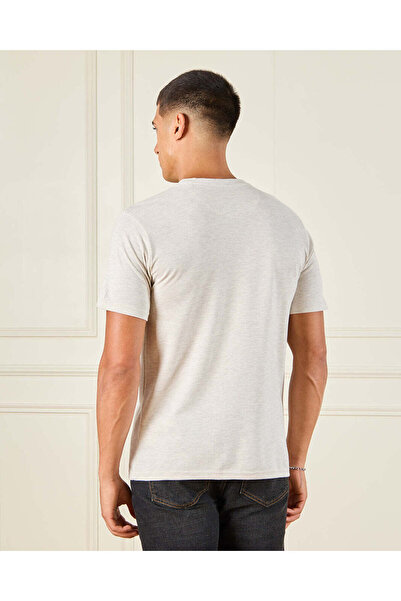 REDTAG Men Ivory Jacquard T-Shirt