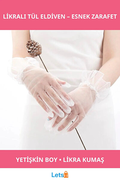 Letsii Short length lycra lace adult tulle gloves