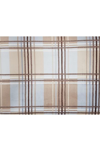 Özdilek Single Sherpa Check Blanket - Brown