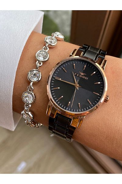 FERRO Steel Women's Watch + Bracelet Gift