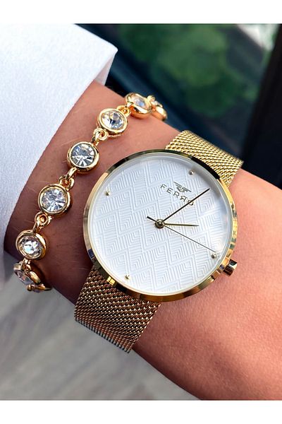 FERRO Steel Women's Watch + Bracelet Gift