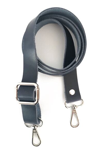 alfa tasarım atölyesi Hakiki Deri Çanta Sapı Gümüş (120 Cm) - Lacivert Rengi