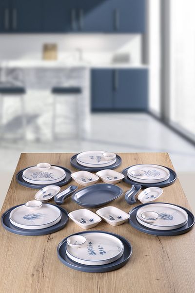 Keramika 27 Piece Blue Magic Breakfast Set for 6 People