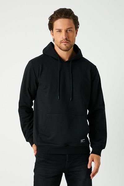 mmetalic Black Men's Hooded Kangaroo Pocket Sweatshirt