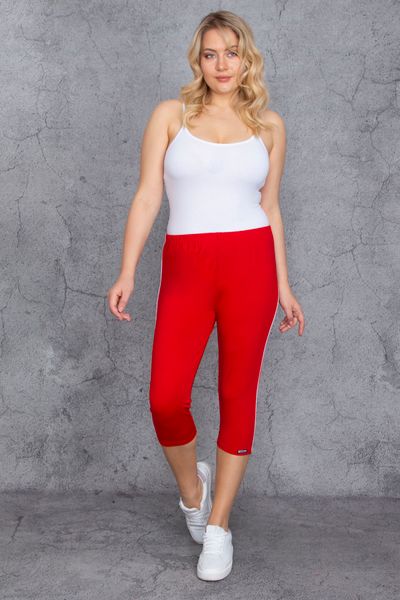 Şans Women's Large Size Red Leggings with Front Decoration and Back Pockets  65n34534 - Trendyol