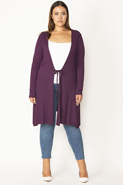 Şans Plus Size Cardigan - Purple - Regular