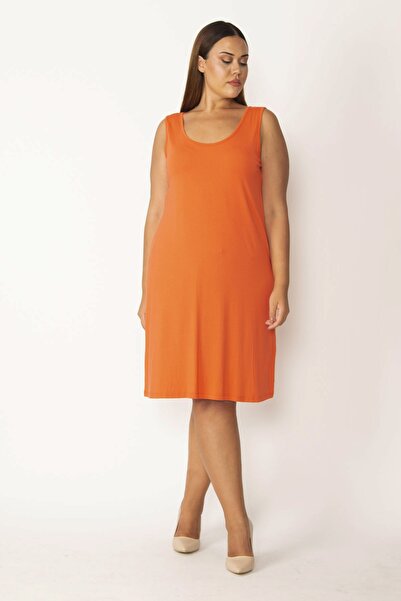 Şans Plus Size Dress - Orange - Ruffle hem