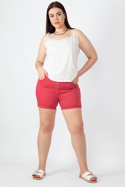 Şans Plus Size Shorts & Bermuda - Pink - Normal Waist