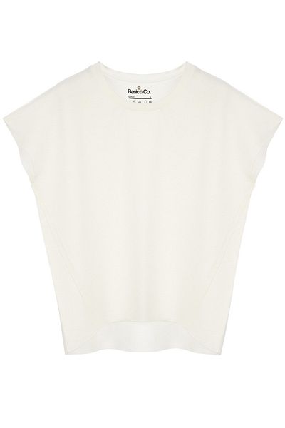 BASIC&CO Coco Ecru Oversized Short Sleeve Viscose Blouse
