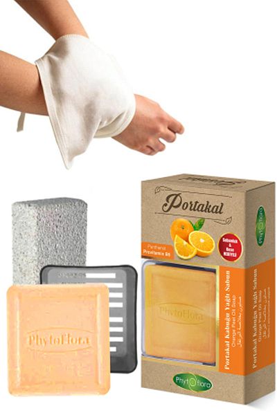 Phytoflora صابون برتقالي وفرك حمام، موزع صابون صلب
