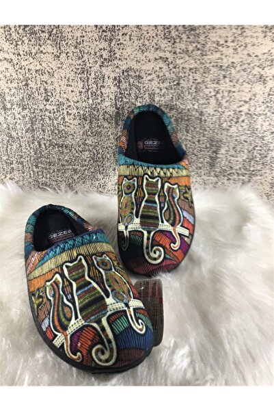 GEZER Γυναικείες χειμερινές παντόφλες για το σπίτι με λεπτομέρεια από κιλίμ και ελαφριά αντιολισθητική σόλα