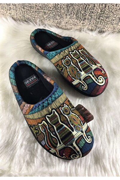 GEZER Γυναικείες χειμερινές παντόφλες για το σπίτι με λεπτομέρεια από κιλίμ και ελαφριά αντιολισθητική σόλα