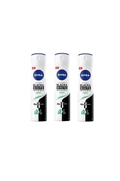 NIVEA Woman Black & White Invisible Fresh 48h Anti-perspirant Kadın Deodorant 150ml x 3 Adet