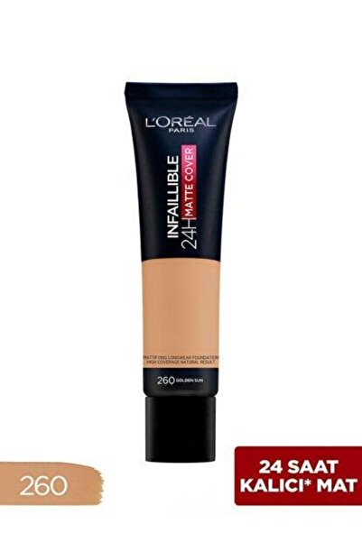 L'Oreal Paris Infaillible 24h Matte Cover Yüksek Kapatıcı Fondöten 260 Golden...