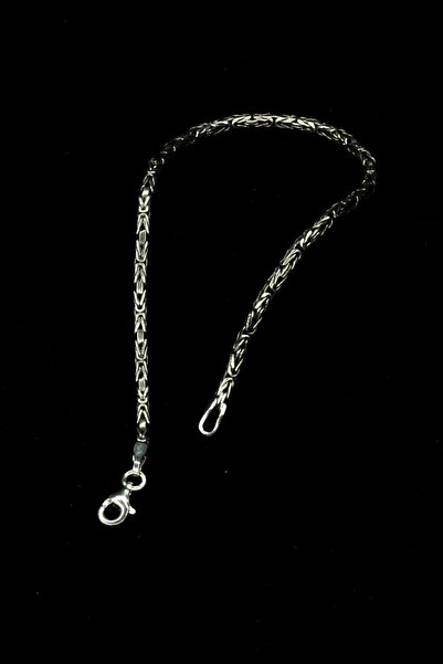 Piraye Silver 925 Ayar Gümüş Oksitli Yuvarlak Kral Zincir Bileklik 2.2 Mm Gen...