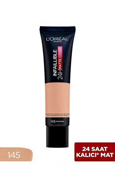 L'Oreal Paris Infaillible 24h Matte Cover Yüksek Kapatıcı Fondöten 145 Rose B...