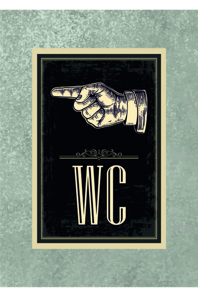 Minik Dükkan Ρετρό Βίντατζ Ξύλινη Πινακίδα - Πινακίδα WC Αριστερή Πλευρά