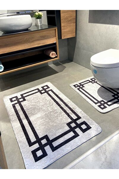 Resmiro Dot Taban Su Geçirmez Saçaksız (50x60 - 60x100) Ikili Banyo Paspas Ta...