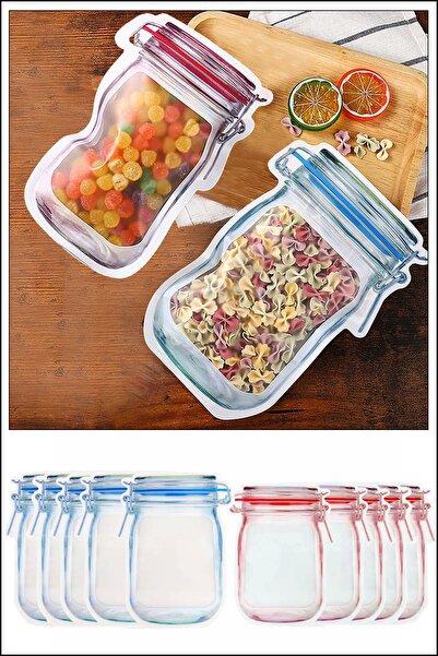 Egehome - 10 قطع 10 قطع 2 حجم البرطمانات التي تبدو كأكياس زيبلوك 5اد. 500 مل ...