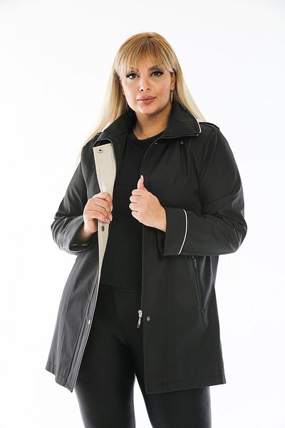 Bigart Black Trench Coat with Plaid Detailed Hat