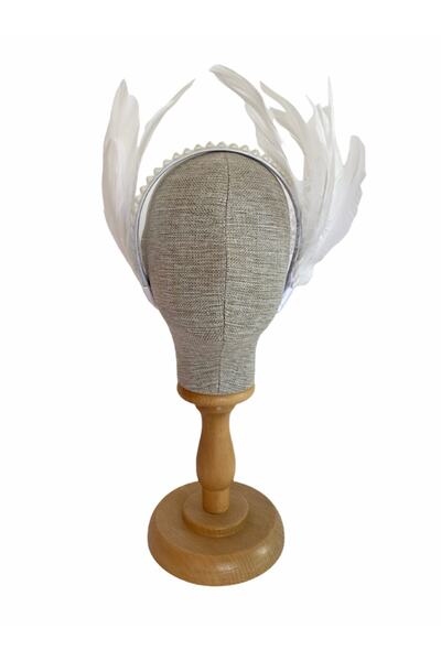 zühre balaban Kuğu Taç Saç Aksesuarı Tüylü Taç