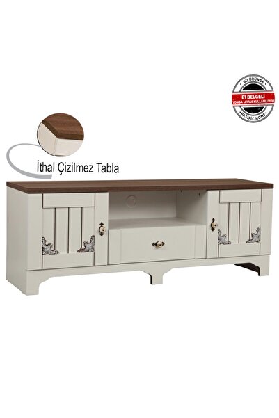 PASİFİC HOME Gazel Kapaklı Tv Ünitesi 140 Cm, Koyu Meşe& Beyaz
